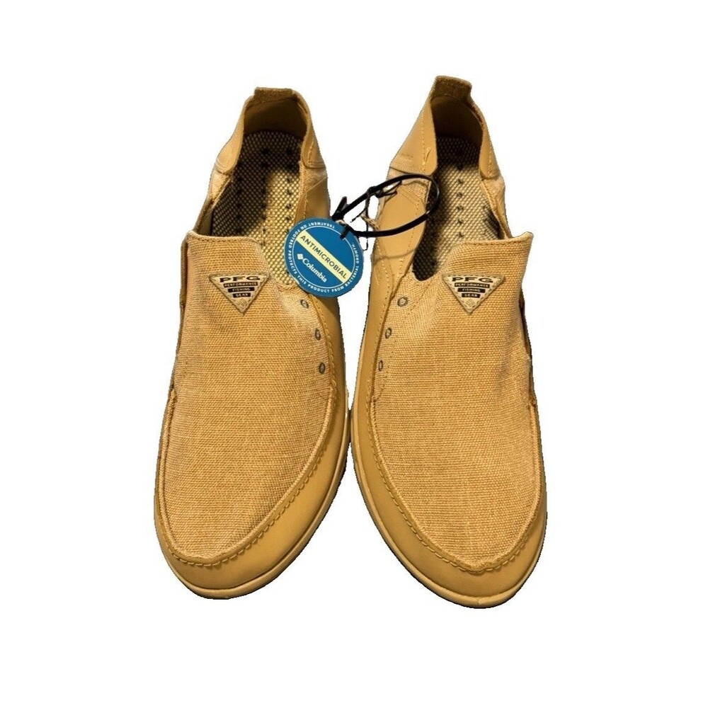 Columbia PFG Bahama Vent Mens 12 Boat Shoes Slip On Tan Canvas NWT BM4673-271
